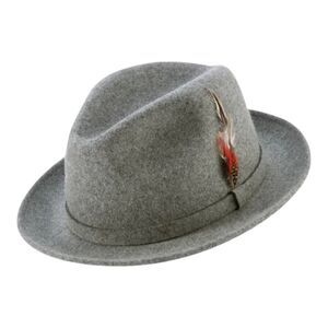 MEN'S MONTIQUE GRAY 100% WOOL FELT 2 1/4" BRIM FEDORA HAT. H62